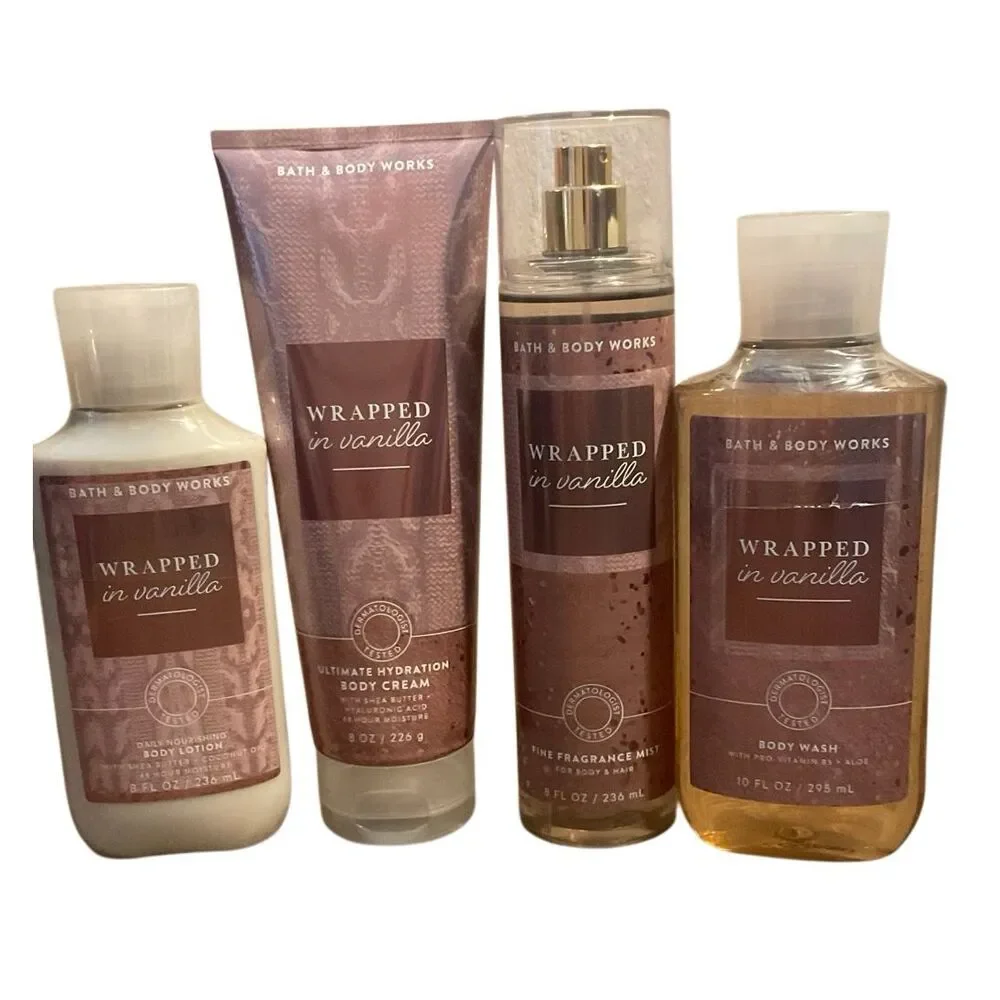 Bath and Body Works WRAPPED IN VANILLA 4 Piece Set